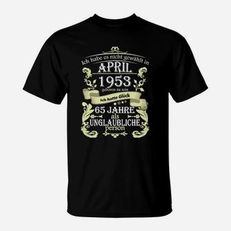 65. Geburtstags-T-Shirt April 1953, Personalisierte Jahrgangs-Edition - Seseable