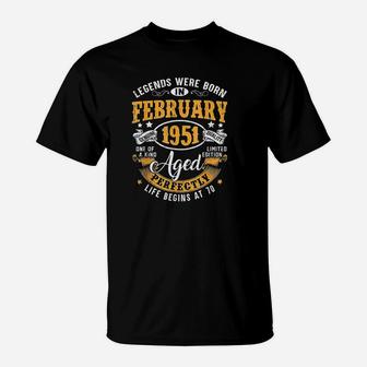 71 Years Old Gifts Vintage February 1951 71st Birthday T-Shirt - Seseable
