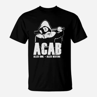 ACAB Grafik-T-Shirt Schwarz-Weiß, Alles Cool, Alles Bestens Design - Seseable
