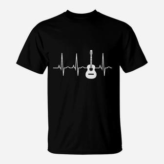 Acoustic Guitar Heartbeat Guitar Musician T-Shirt - Seseable