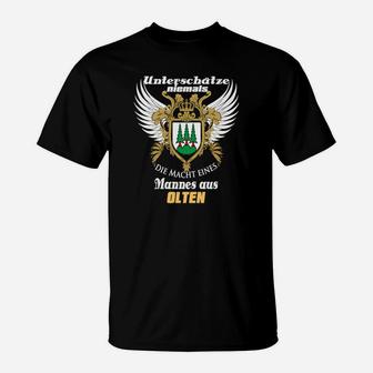 Adler-Design T-Shirt mit Spruch für Männer aus Olten, Schwarzes Tee - Seseable