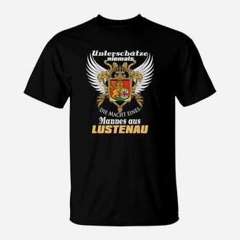 Adler & Wappen Schwarzes T-Shirt, Macht eines Mannes aus Lustenau - Seseable