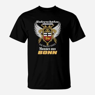Adlerschild Schwarzes T-Shirt, Bonn Motto für Männer - Seseable