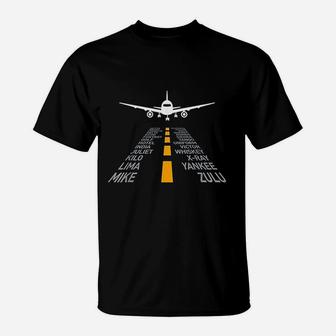 Airplane Pilot Gifts Airport Runway Phonetic T-Shirt - Seseable
