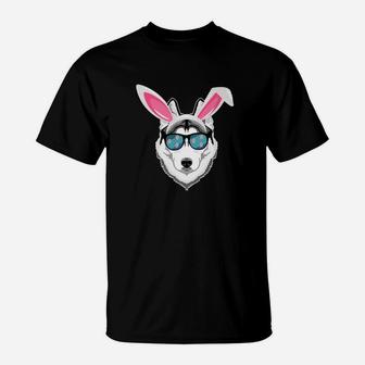 Alaska Dog Cool Sunglass Bunny Hat Happy Easter Day T-Shirt - Seseable