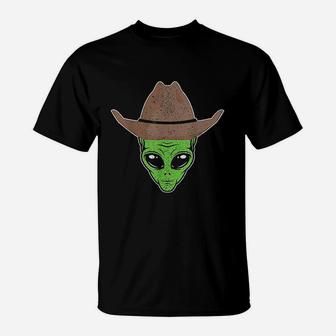 Alien Cowboy Hat Funny Halloween Gift For Outer Space Lover T-Shirt - Seseable