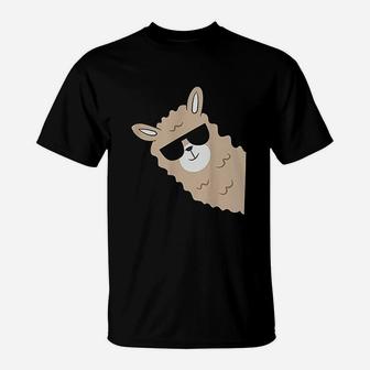 Alpaca Lover Llama With Sunglasses Cute Llama Alpaca T-Shirt - Seseable