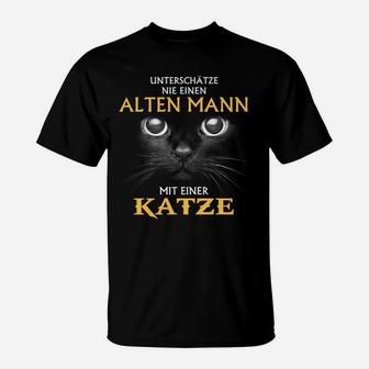 Alte Männer mit Katzen Spruch T-Shirt, Humorvolles Herrenshirt - Seseable