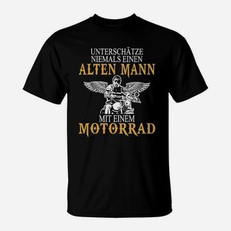 Alten Mann Motorrad Spruch T-Shirt, Schwarzes Biker-Tee - Seseable