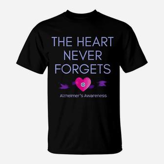 Alzheimers Awareness The Heart Never Forgets Support T-Shirt - Seseable