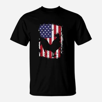 American Flag Chicken Country Farm T-Shirt - Seseable