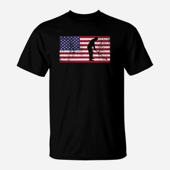 American Flag Patriotic Dad Golfing Fathers Day T-Shirt - Seseable