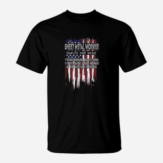 American Flag Sheet Metal Worker Definition Fathers Day T-Shirt - Seseable