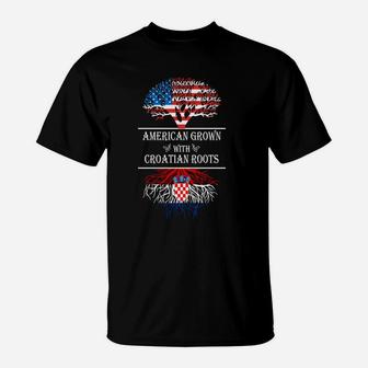 American Grown With Croatian Roots T-Shirt - Seseable