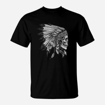 American Motorcycle Skull Native Indian Eagle Chief Vintage T-Shirt - Seseable