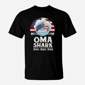 American Oma Shark Funny Grandmother Family Gift T-Shirt - Seseable