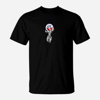 Amerikanischer Adler Emblem Schwarzes T-Shirt, Trendiges Adler Motiv Tee - Seseable