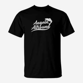 Angeln im Altbund Schwarzes T-Shirt, Freizeitbekleidung für Angler - Seseable