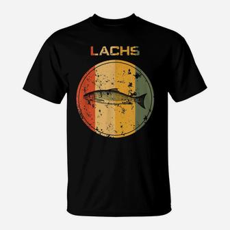 Angeln Lachs Lustig Fisch Retro Vintage T-Shirt - Seseable