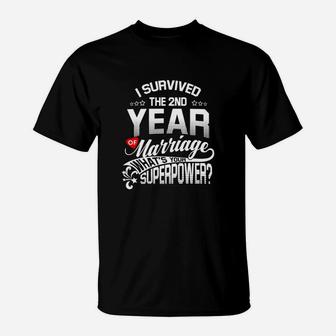 Anniversary Gift 2nd 2 Years Wedding Marriage T-Shirt - Seseable