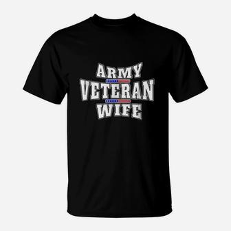 Army Veteran Proud Wife American Flag Pride Gift T-Shirt - Seseable