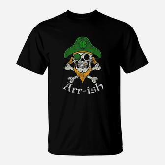Arrish Funny Irish Pirate Clover Skull Cool St Patricks Day T-Shirt | Seseable CA