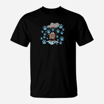 Art Funny Dog In The Rain Paw Print, gifts for dog lovers T-Shirt - Seseable