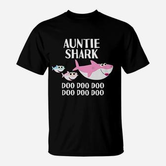 Auntie Shark Doo Doo Aunt Gifts For Day Niece T-Shirt - Seseable