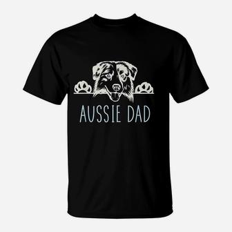 Aussie Dad With Australian Shepherd Dog T-Shirt - Seseable