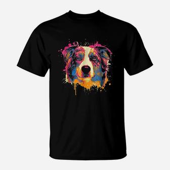 Australian Shepherd Dog Splash Aussie T-Shirt - Seseable