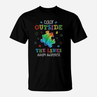 Autism Awareness Gift Colour Outside The Line Autism T-Shirt - Seseable
