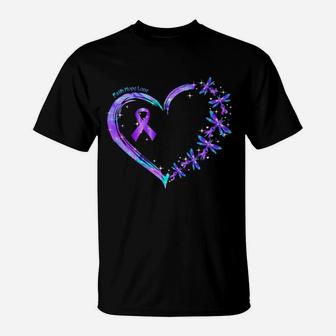 Awareness In May We Wear Purple Heart Faith Hope Love T-Shirt - Seseable