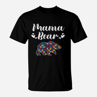 Awareness Mama Bear Puzzle Piece T-Shirt - Seseable