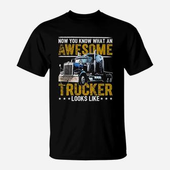 Awesome Trucker Big Rig Sem Trailer Truck Driver T-Shirt | Seseable UK