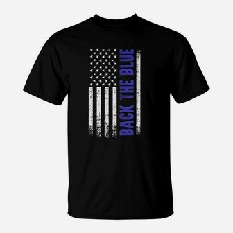 Back The Blue American Flag Raw Edge Raglan T-Shirt - Seseable