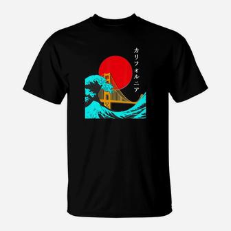 Bay Area Golden Gate Bridge California Japan Writing T-Shirt - Seseable