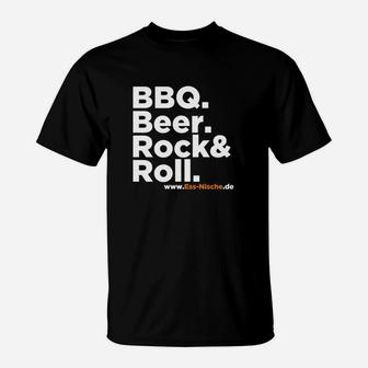BBQ Beer Rock & Roll Herren T-Shirt, Lustiges Grillparty Tee - Seseable