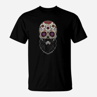 Beard Day Of The Dead Funny Halloween Skull T-Shirt - Seseable