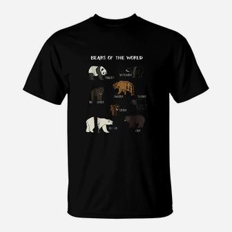 Bears Of The World Bear Panda Black Polar T-Shirt - Seseable
