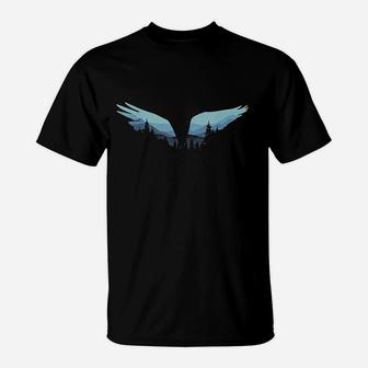 Beautiful Flying Eagle Night Sky Forest Bird Silhouette T-Shirt - Seseable