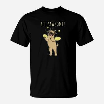 Bee Pawsome Funny Pug Puppy Bee Costume Dog Pun T-Shirt - Seseable