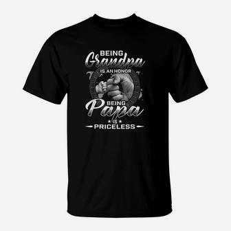 Being Grandpa Is An Honor Being Papa Is Priceless Father T-Shirt - Seseable