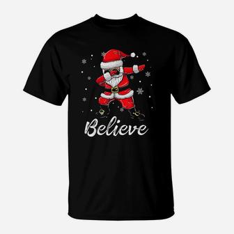 Believe Christmas Dabbing Santa Claus T-Shirt - Seseable