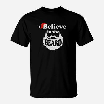Believe In The Beard Christmas Santa Claus T-Shirt - Seseable