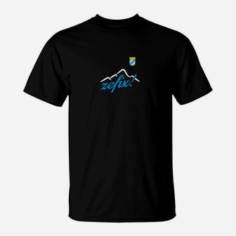 Berg-Motiv Herren T-Shirt Schwarz mit Logo-Aufdruck, Outdoor Bekleidung - Seseable