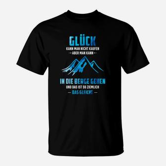Bergsteiger-T-Shirt Glück in den Bergen - Trendiges Outdoor-Shirt für Herren in Schwarz - Seseable