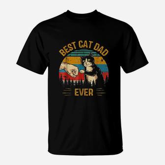 Best Cat Dad Ever Paw Fist Bump Fit T-Shirt - Seseable