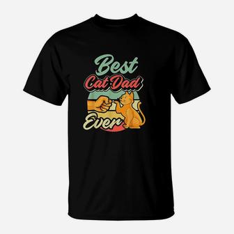 Best Cat Dad Ever Retro Vintage Best Cat Father Gift T-Shirt - Seseable