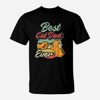 Best Cat Dad Ever Retro Vintage Best Cat Father Gift T-Shirt - Seseable