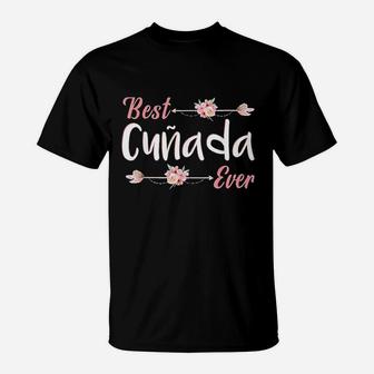 Best Cunada Ever Spanish Sister In Law Floral Gift T-Shirt - Seseable